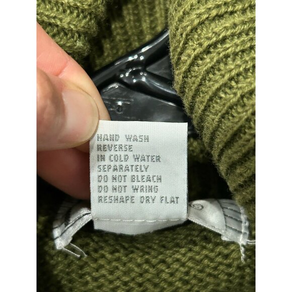 Vtg Olive Green Cowl Neck Sweater Embroidered Autumn Leaves PA International - Picture 6 of 9